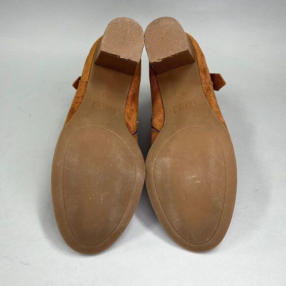 ZBY Ankle Boots Women's Size 8.5 Rust Brown Suede Heeled Ankle Booties - Picture 8 of 9